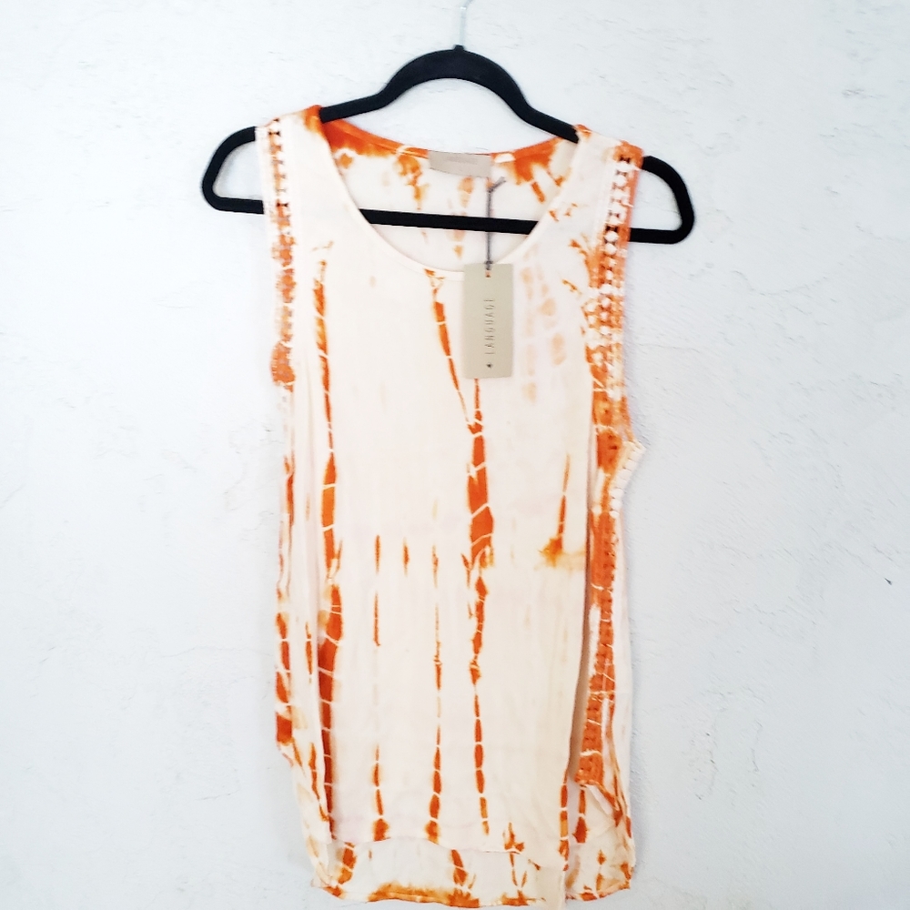 Anthro Language tiedye crochet tank top